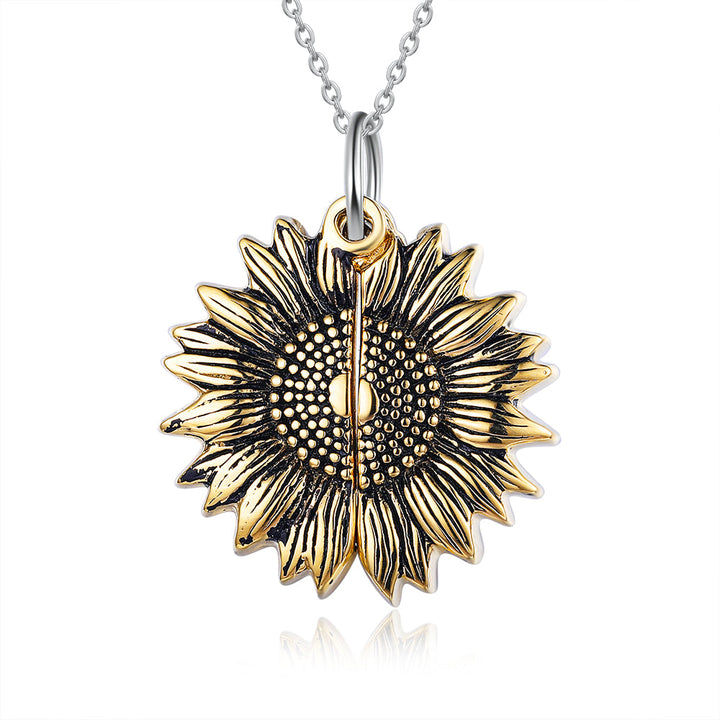 Custom Photo Locket Sunflower Necklace- You Are My Sunshine Necklace
