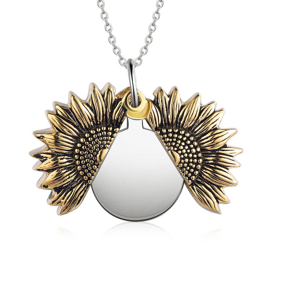 Custom Photo Locket Sunflower Necklace- You Are My Sunshine Necklace