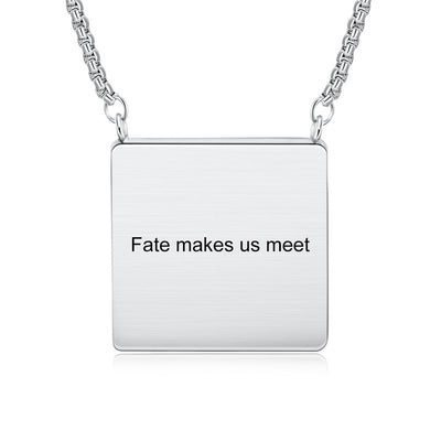 Rhodium Plated Personalized Square Photo Necklace
