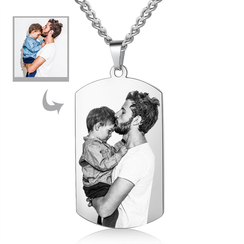 Personalized Dog Tag Necklace- Picture Pendant- Cool Gifts For Dad
