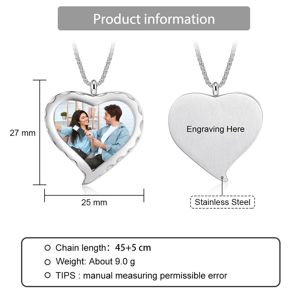 Personalized Heart Photo Engraved Locket Necklace Best Gift For Grandparents