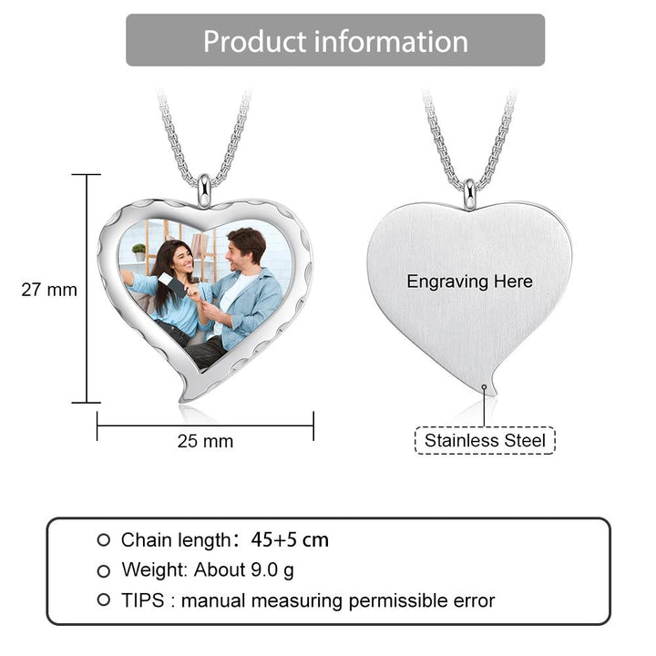 Personalized Heart Photo Engraved Locket Necklace Best Gift For Grandparents
