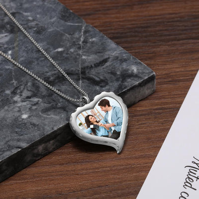 Personalized Heart Photo Engraved Locket Necklace Best Gift For Grandparents