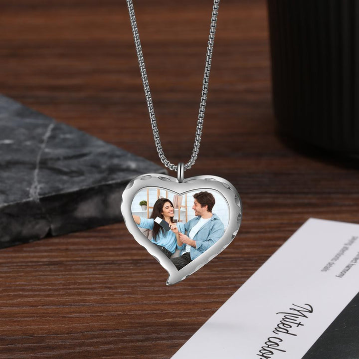 Personalized Heart Photo Engraved Locket Necklace Best Gift For Grandparents
