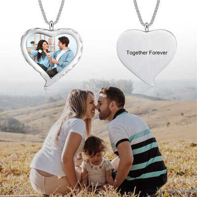 Personalized Heart Photo Engraved Locket Necklace Best Gift For Grandparents