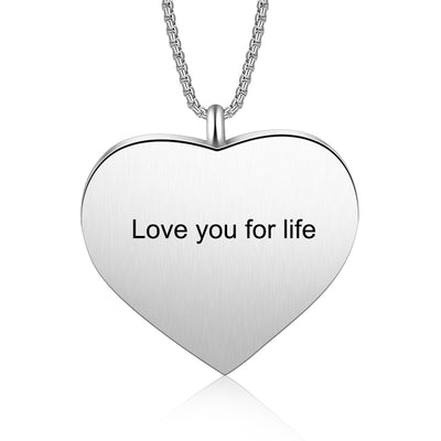 Stainless Steel Custom Heart Photo Necklace With CZ Stone