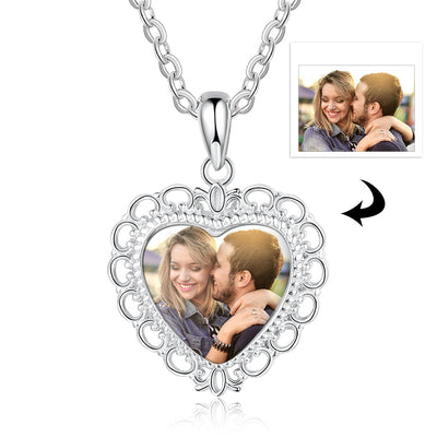 Brand New Custom Heart Photo Necklace Gift For Couple