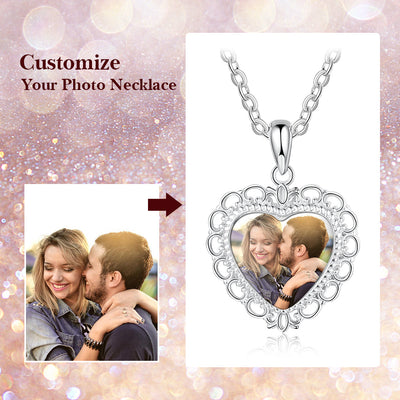 Brand New Custom Heart Photo Necklace Gift For Couple