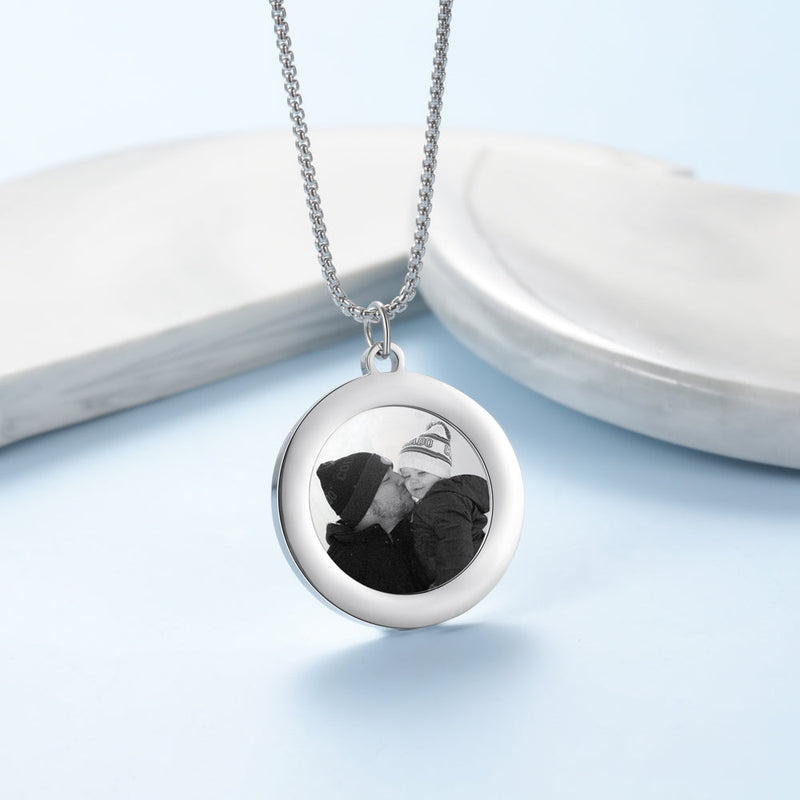 Custom Round Photo Pendant Necklace For Her