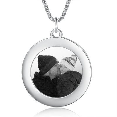 Custom Round Photo Pendant Necklace For Her