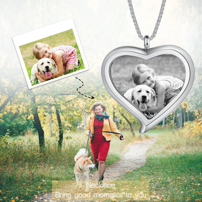 Heart Pendant Photo Necklace Gift For Dog Lover