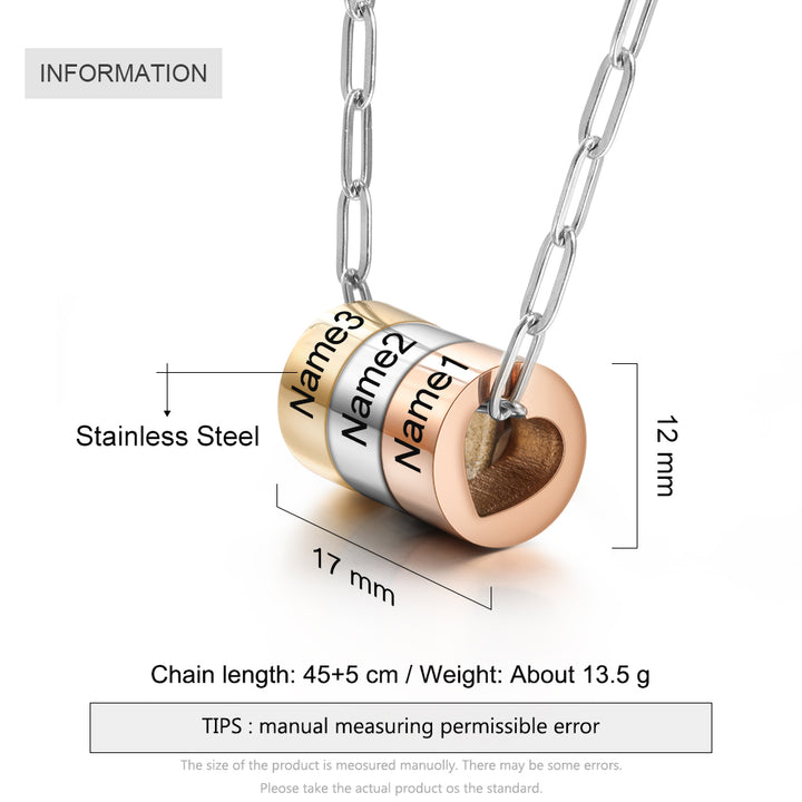 Women's Engraving Custom Name Bead Necklace With Box Chain