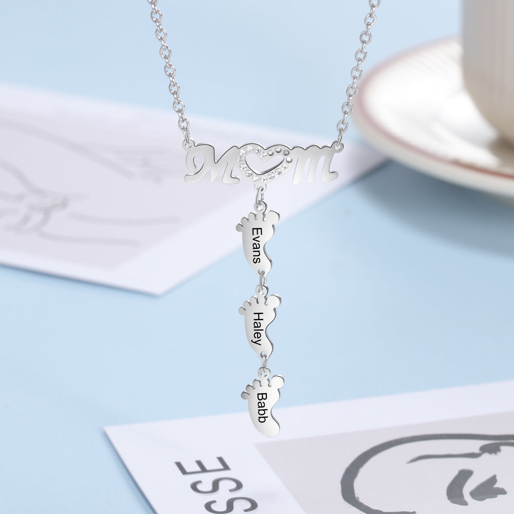 Baby Feet and Mom Necklace-Mom Necklace With Baby Feet-Mom Gift For Mother's Day
