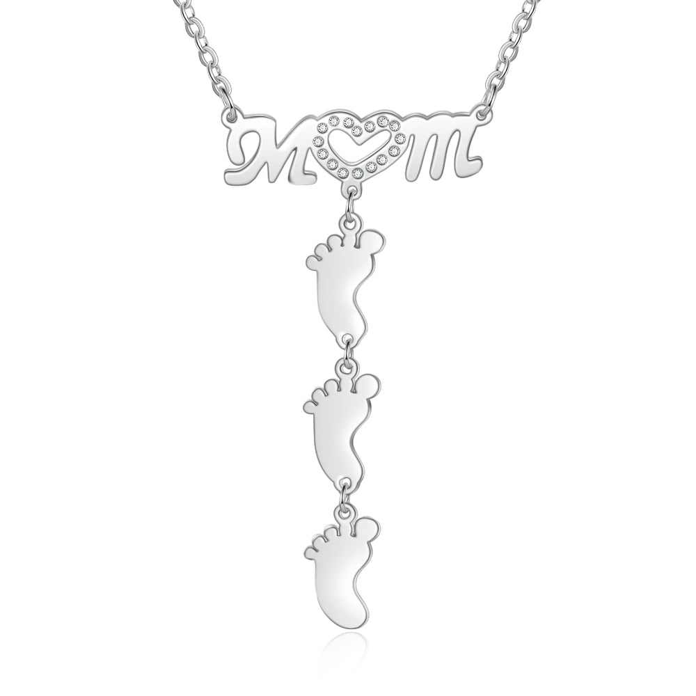 Baby Feet and Mom Necklace-Mom Necklace With Baby Feet-Mom Gift For Mother's Day