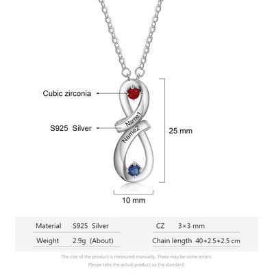 925 Sterling Silver Custom Infinity Pendant Name Necklace With CZ Diamonds