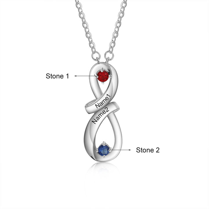 925 Sterling Silver Custom Infinity Pendant Name Necklace With CZ Diamonds