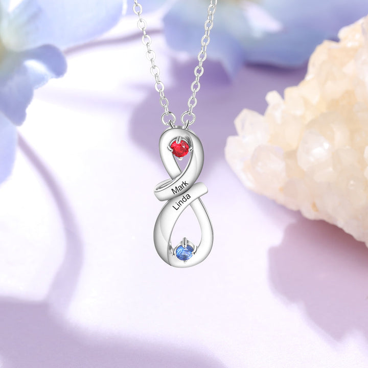 925 Sterling Silver Custom Infinity Pendant Name Necklace With CZ Diamonds