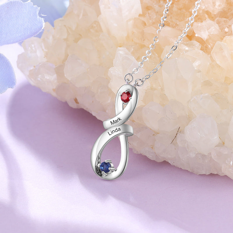 925 Sterling Silver Custom Infinity Pendant Name Necklace With CZ Diamonds