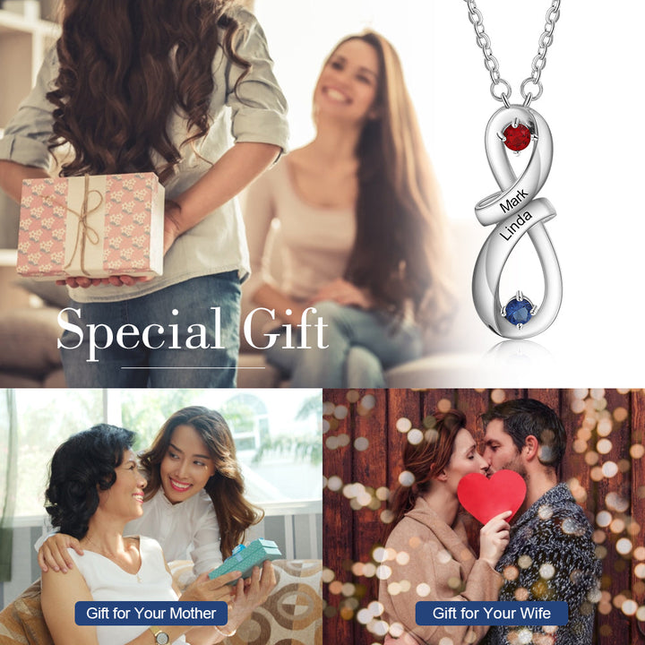 925 Sterling Silver Custom Infinity Pendant Name Necklace With CZ Diamonds