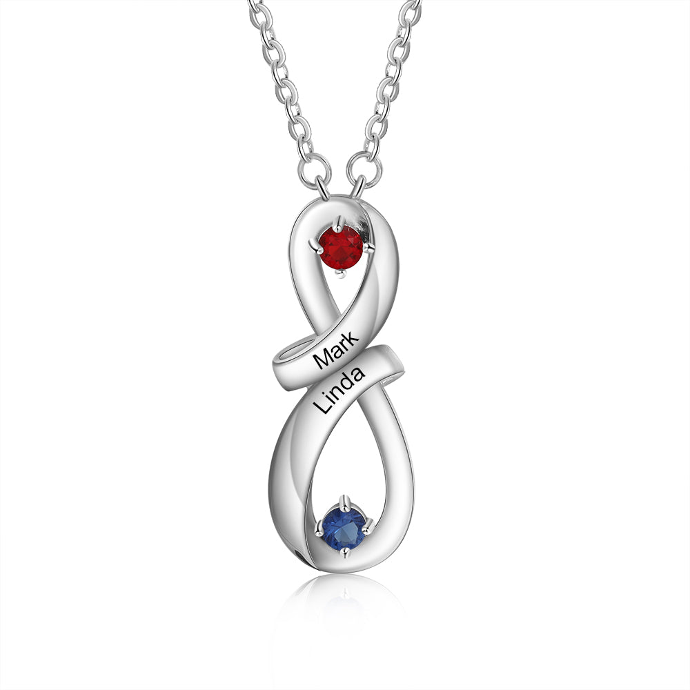 925 Sterling Silver Custom Infinity Pendant Name Necklace With CZ Diamonds