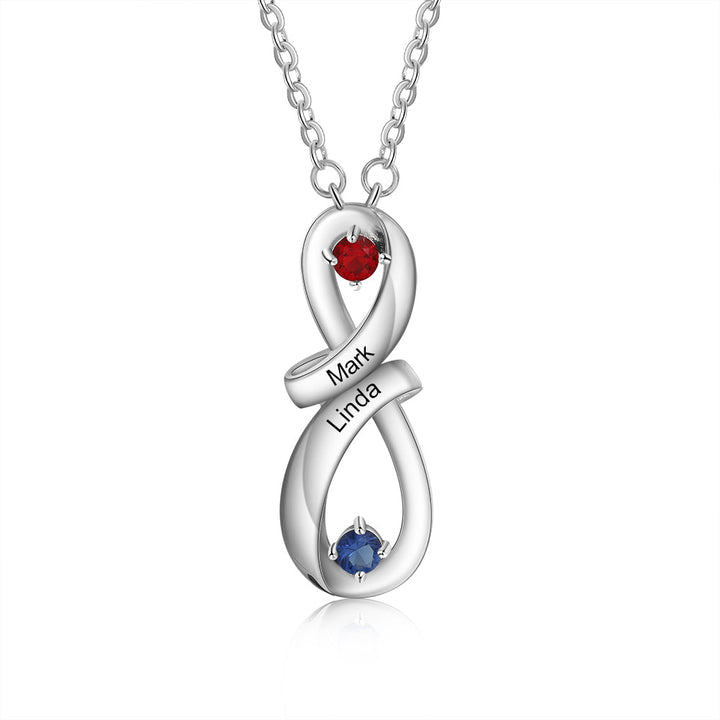 925 Sterling Silver Custom Infinity Pendant Name Necklace With CZ Diamonds