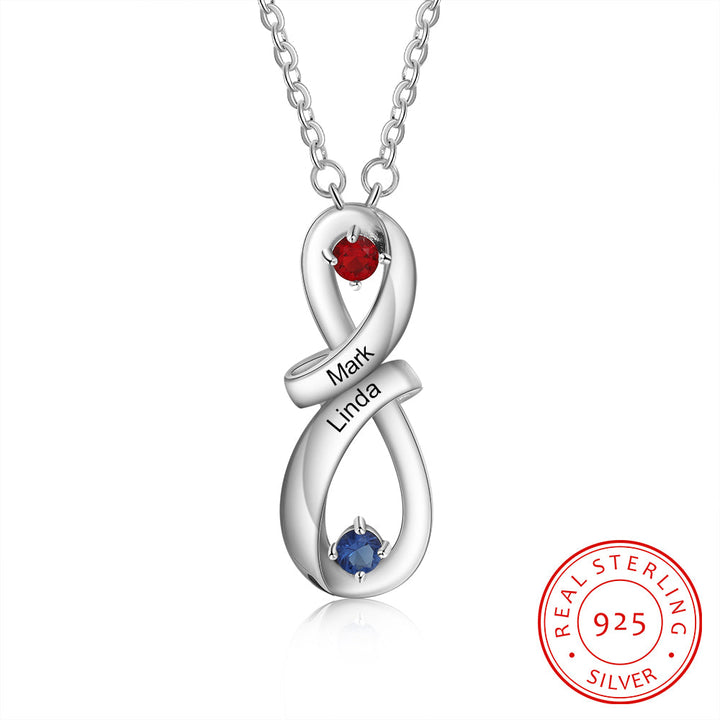 925 Sterling Silver Custom Infinity Pendant Name Necklace With CZ Diamonds