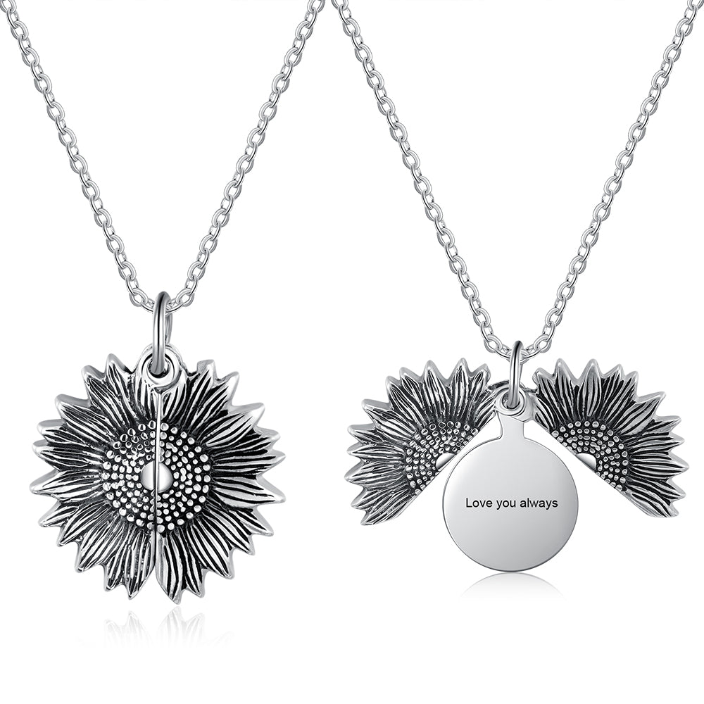 Custom Photo Locket Sunflower Necklace- You Are My Sunshine Necklace
