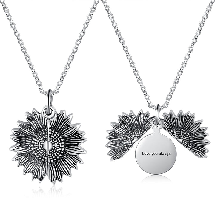 Custom Photo Locket Sunflower Necklace- You Are My Sunshine Necklace