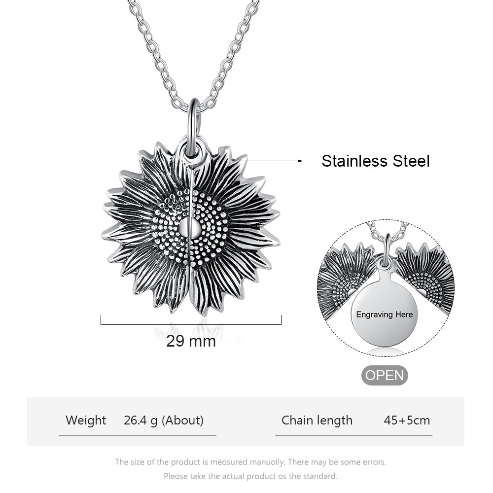 Custom Photo Locket Sunflower Necklace- You Are My Sunshine Necklace