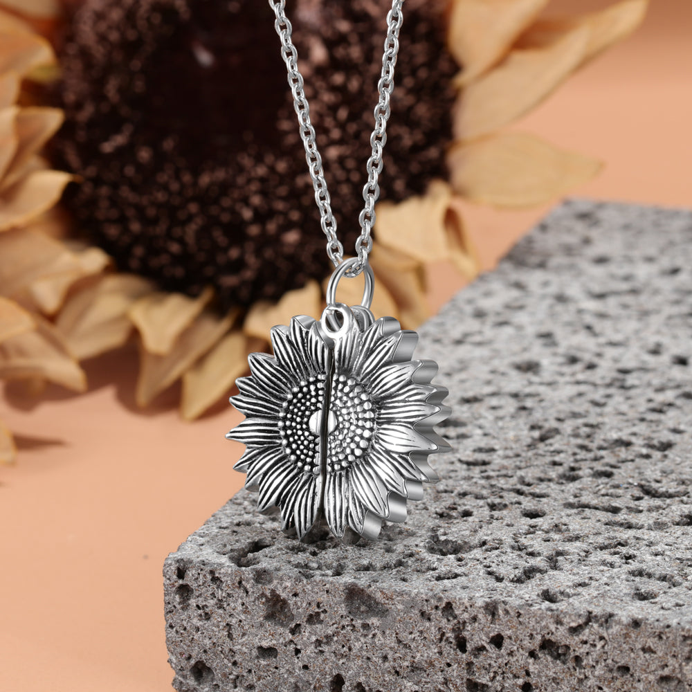 Custom Photo Locket Sunflower Necklace- You Are My Sunshine Necklace