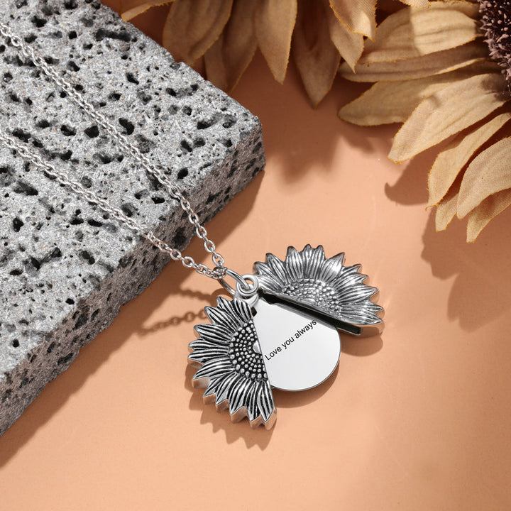 Custom Photo Locket Sunflower Necklace- You Are My Sunshine Necklace