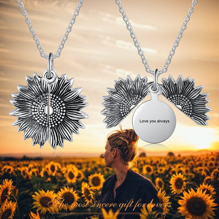 Custom Photo Locket Sunflower Necklace- You Are My Sunshine Necklace