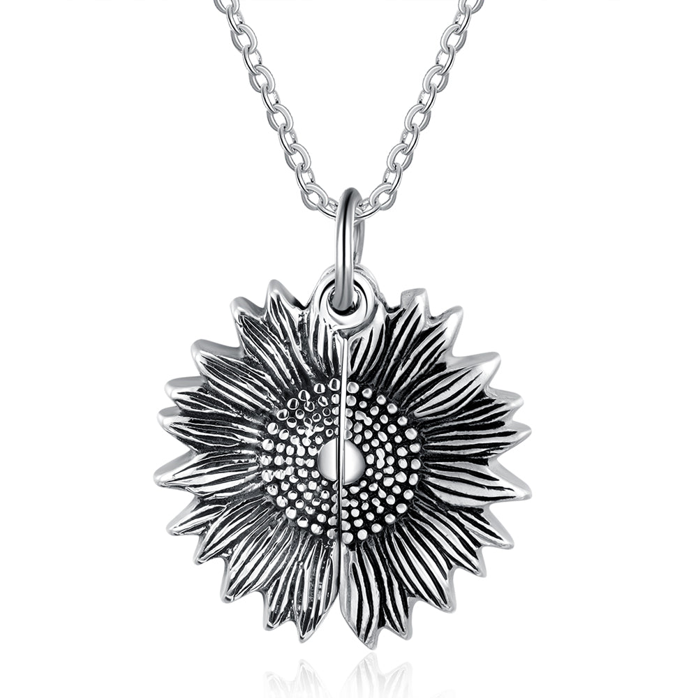 Custom Photo Locket Sunflower Necklace- You Are My Sunshine Necklace