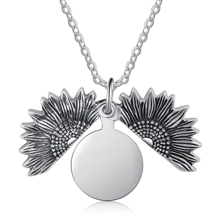 Custom Photo Locket Sunflower Necklace- You Are My Sunshine Necklace