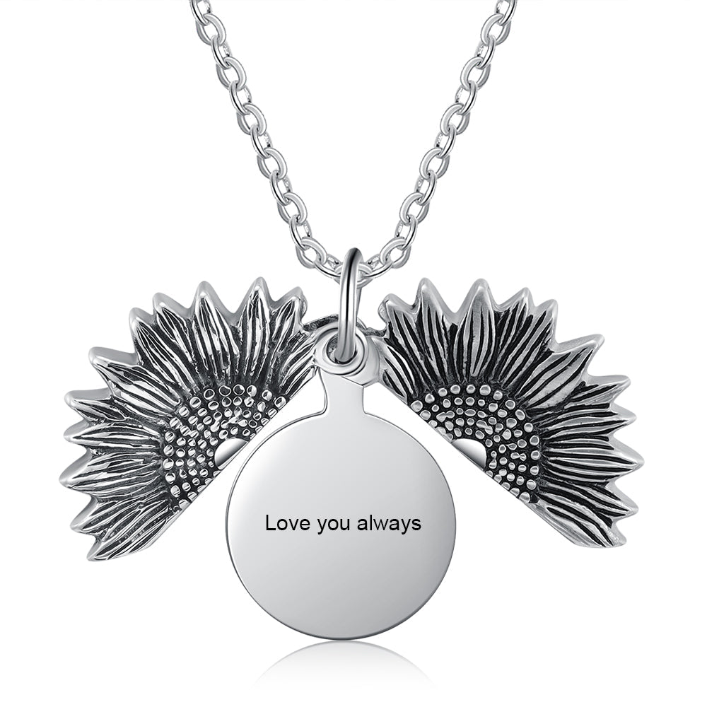 Custom Photo Locket Sunflower Necklace- You Are My Sunshine Necklace