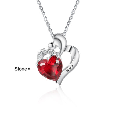 Custom Heart Name Necklace With CZ Diamond