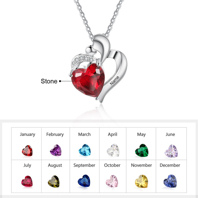 Custom Heart Name Necklace With CZ Diamond