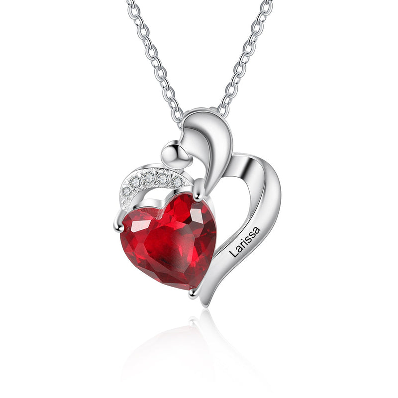 Custom Heart Name Necklace With CZ Diamond