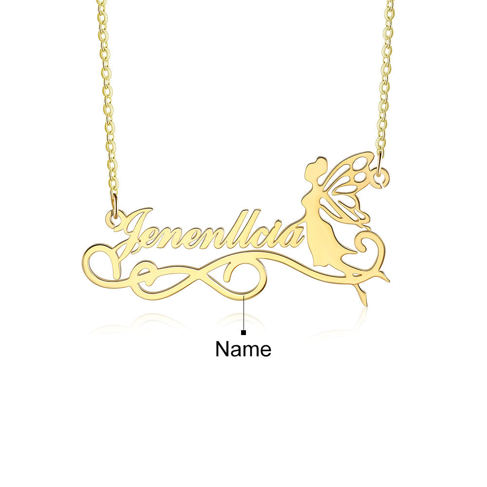 925 Sterling Silver Angel Butterfly Custom Name Necklace