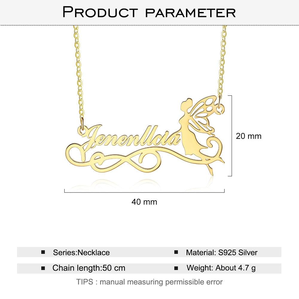 925 Sterling Silver Angel Butterfly Custom Name Necklace