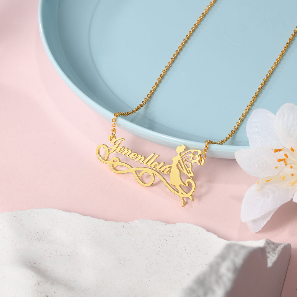 925 Sterling Silver Angel Butterfly Custom Name Necklace