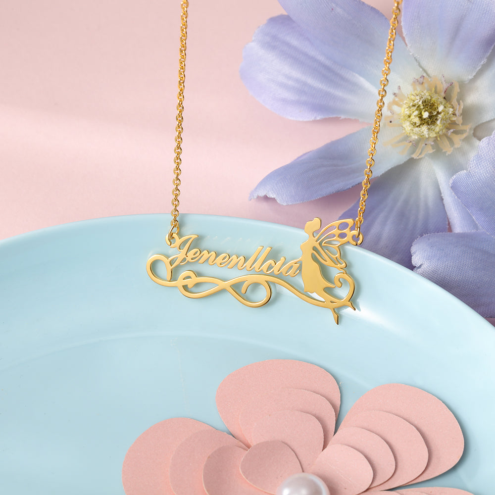 925 Sterling Silver Angel Butterfly Custom Name Necklace