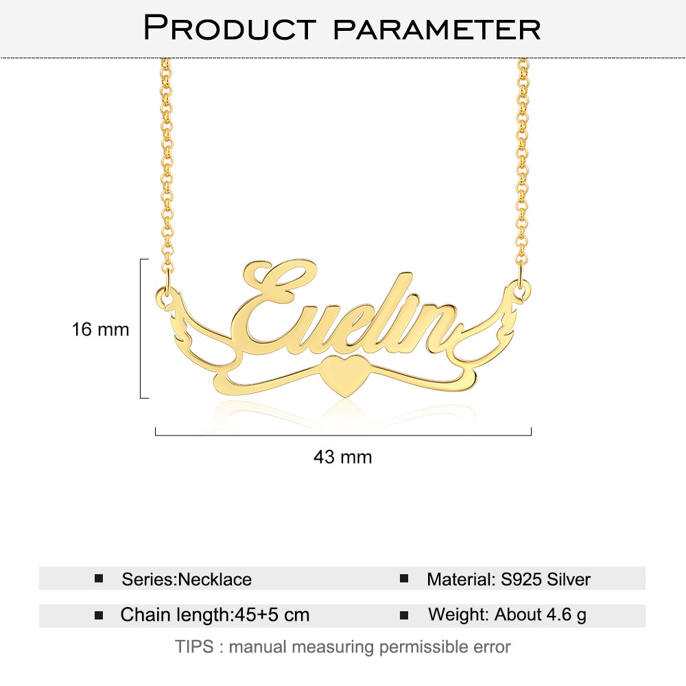 S925 Silver Angel Wing Custom Name Necklace