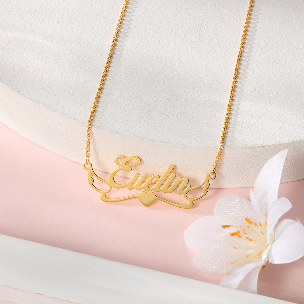 S925 Silver Angel Wing Custom Name Necklace