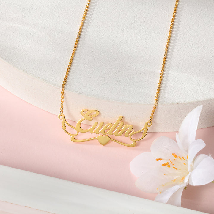 S925 Silver Angel Wing Custom Name Necklace