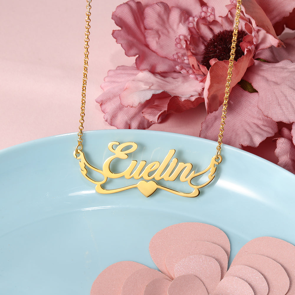 S925 Silver Angel Wing Custom Name Necklace