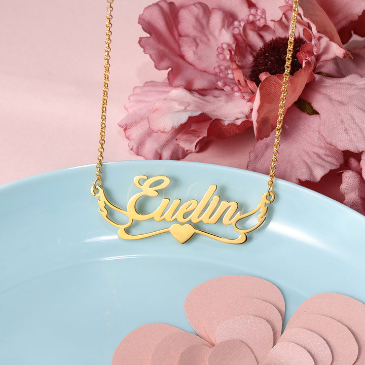 S925 Silver Angel Wing Custom Name Necklace