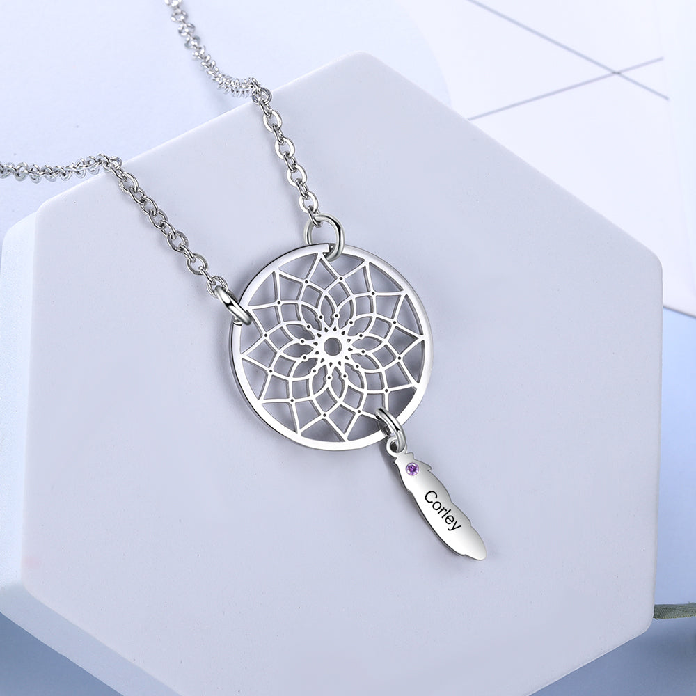Custom Family Name Dream Catcher Necklace