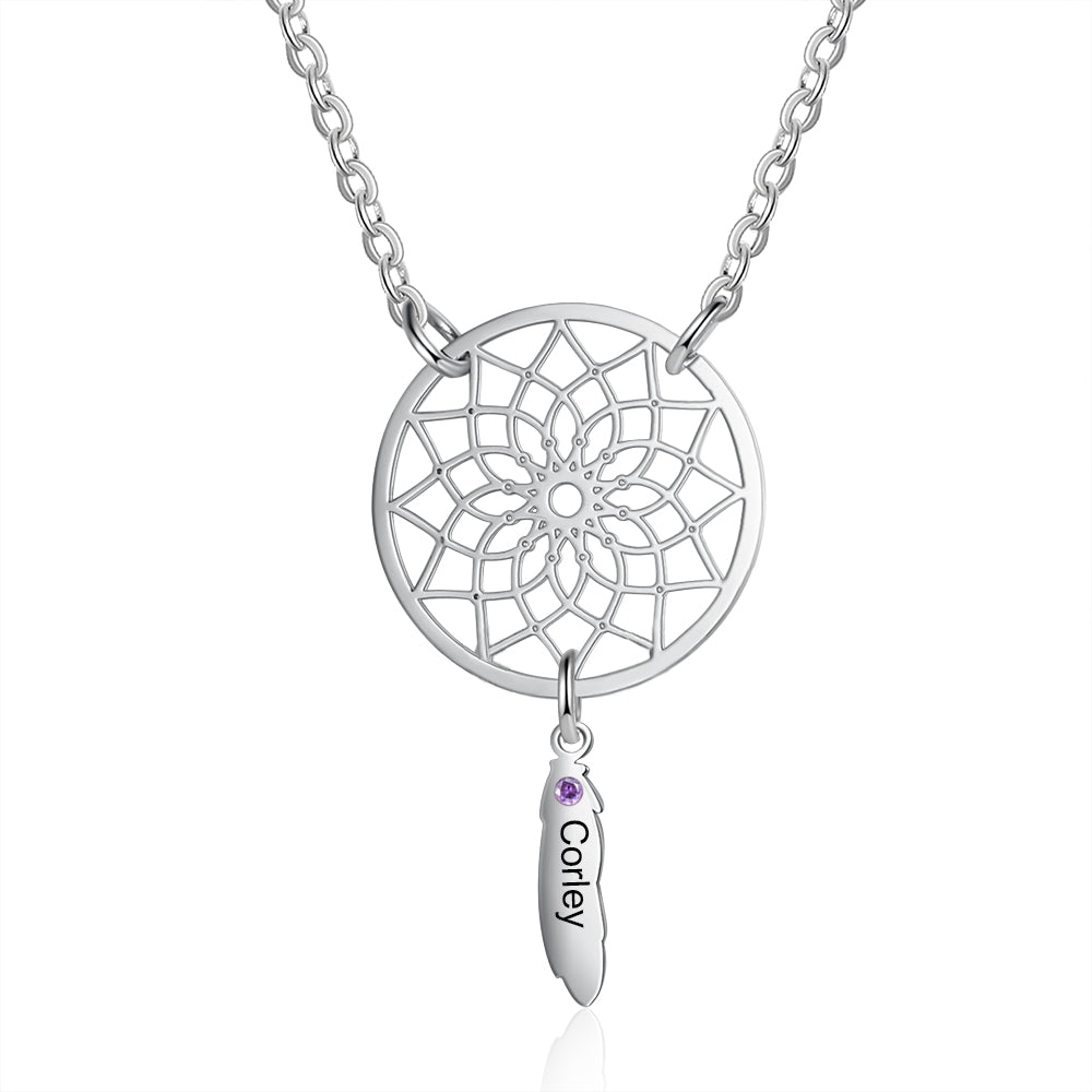 Custom Family Name Dream Catcher Necklace