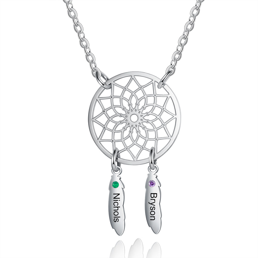 Custom Family Name Dream Catcher Necklace